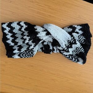 Missoni Chevron Twist Front Black and White Knit Headband